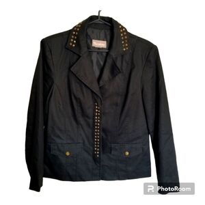 Tanjay Blazer Black with Studded Collar Size 8